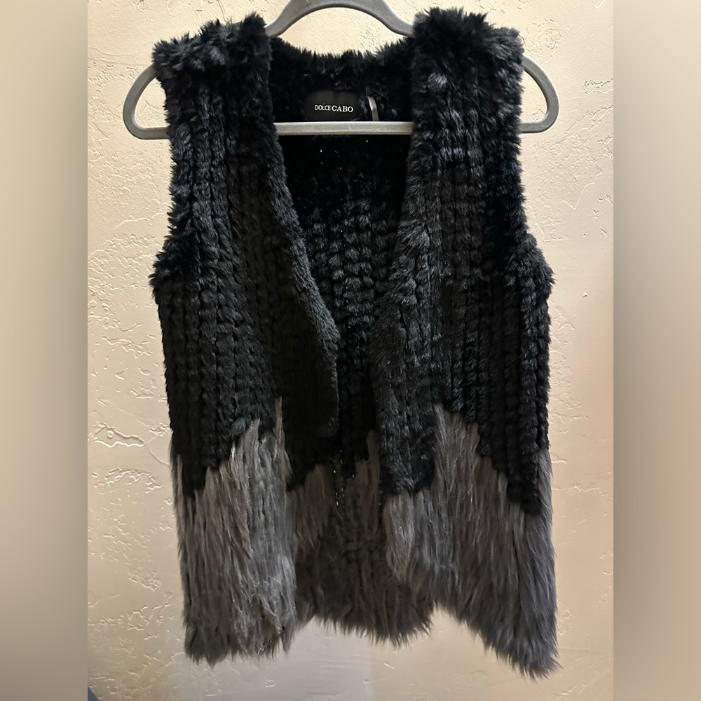 Faux fur black and grey vest